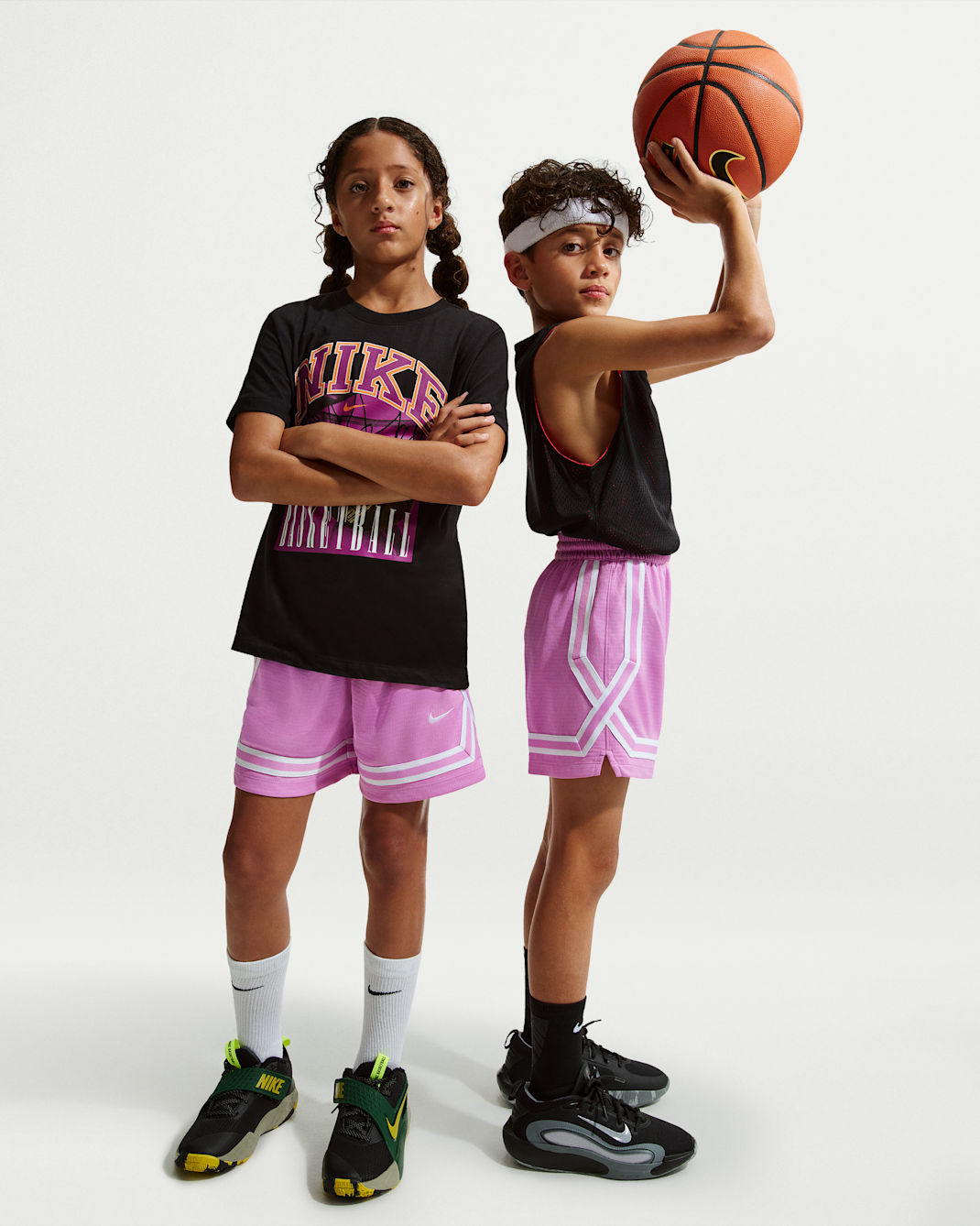 Nike Crossover Big Kids' Dri-FIT 5" Basketball Shorts - Light Magenta/White
