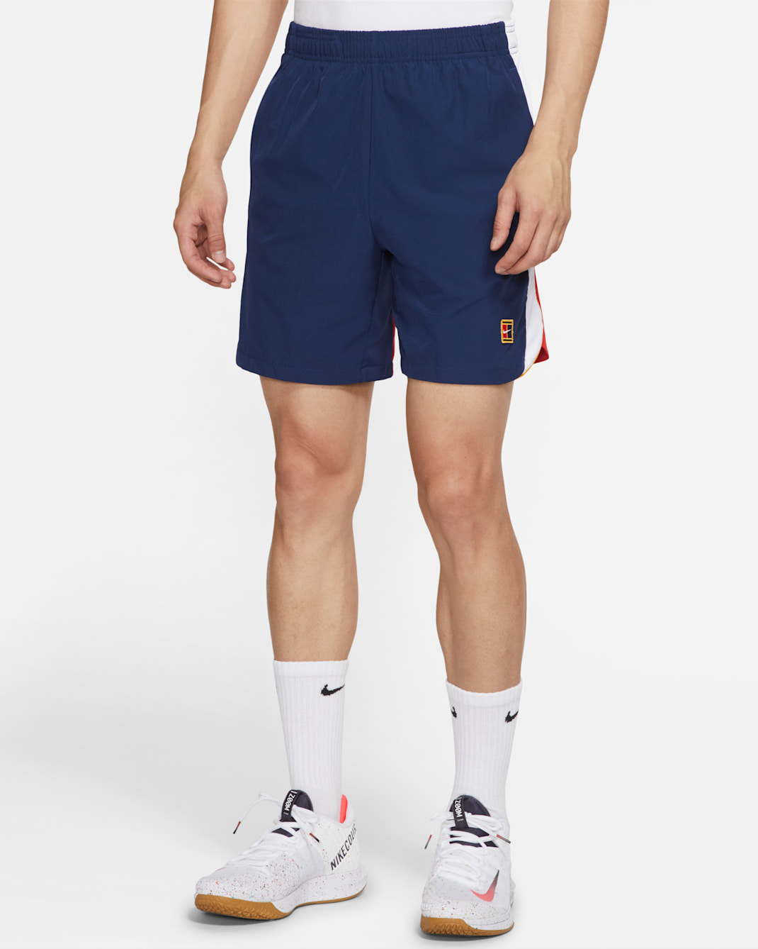 กางเกงเทนนิสขาสั้นผู้ชาย NikeCourt Dri-FIT Slam - Binary Blue/University Red/ขาว