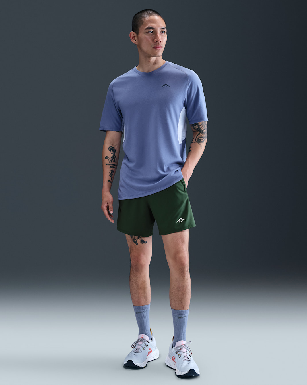 나이키 트레일 남성 드라이 핏 6인치 브리프 라인드 러닝 쇼츠 - 퍼/옵시디언/옵시디언/서밋 화이트