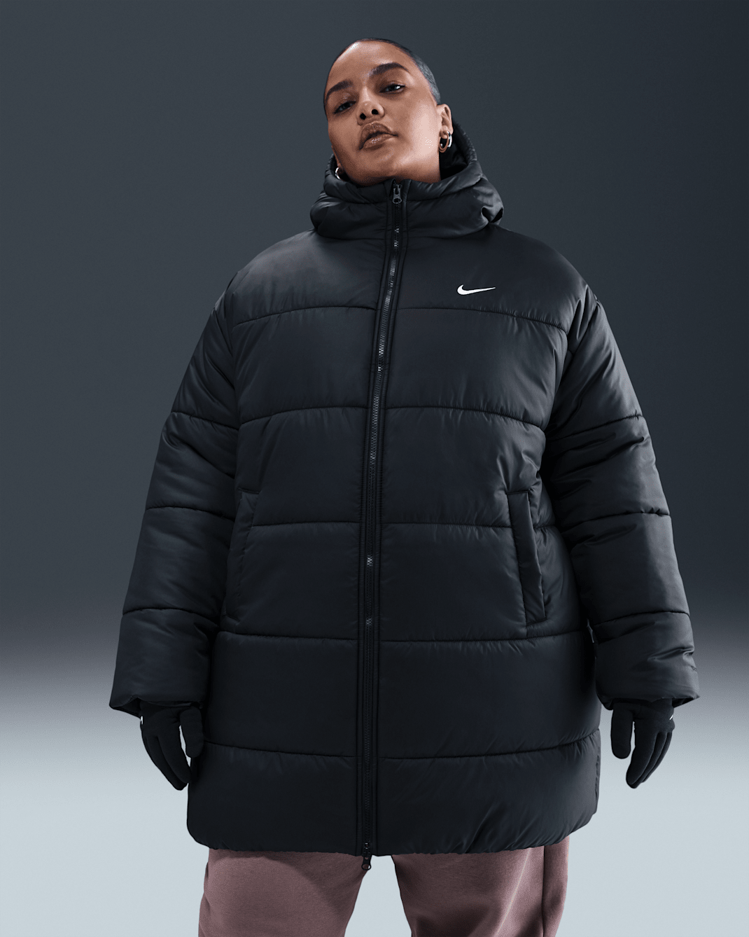 Nike Sportswear Classic Women's Therma-FIT Loose Parka (Plus Size) - Black/White