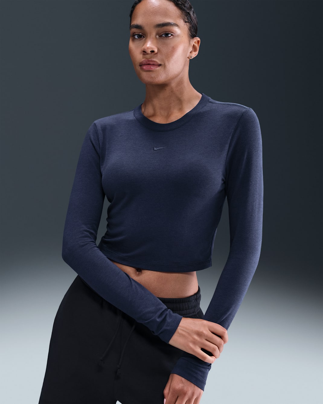 Nike Sportswear Chill Knit Women's Slim Long-Sleeve Cropped Top - Midnight Navy