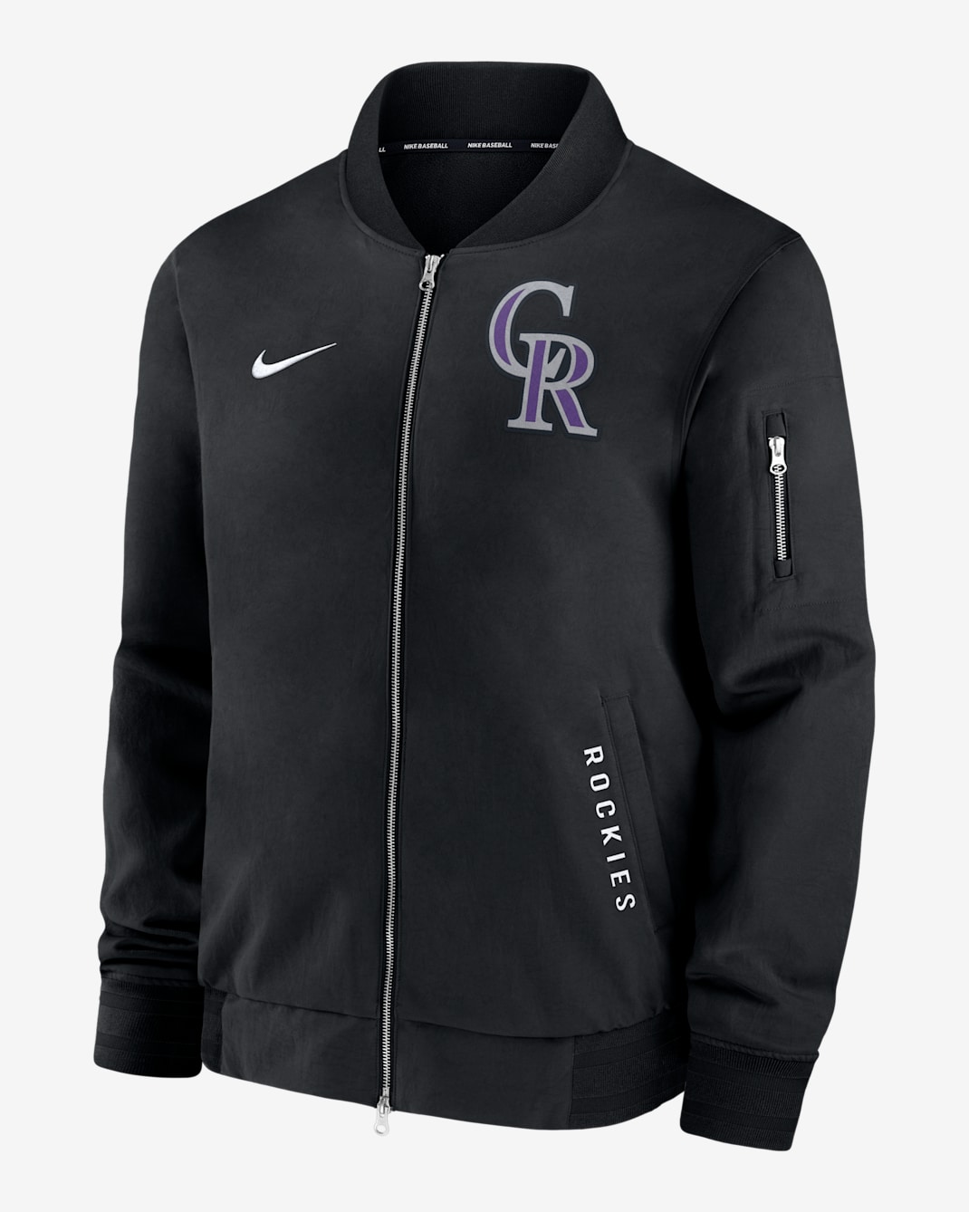 Colorado Rockies Authentic Collection Dugout Men's Nike MLB Full-Zip Bomber Jacket - Black