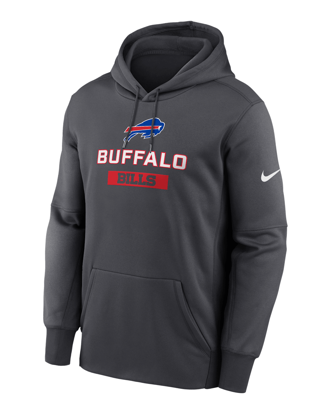 Buffalo Bills Toss Sweep Men’s Nike Therma NFL Pullover Hoodie - Anthracite