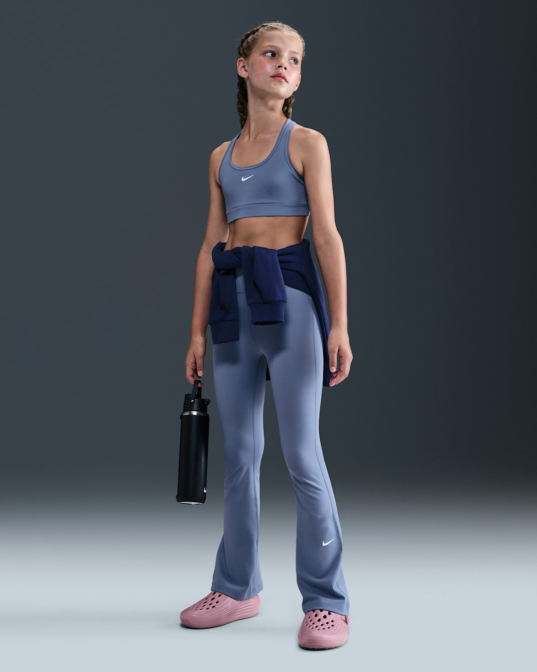 Nike One Girls' Dri-FIT Flared Leggings - World Indigo/White
