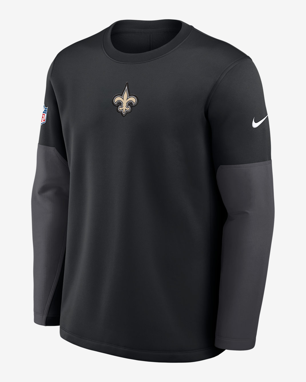 Playera de manga larga Nike Therma-FIT de la NFL para hombre New Orleans Saints Scripted To Win Sideline Coach - Negro