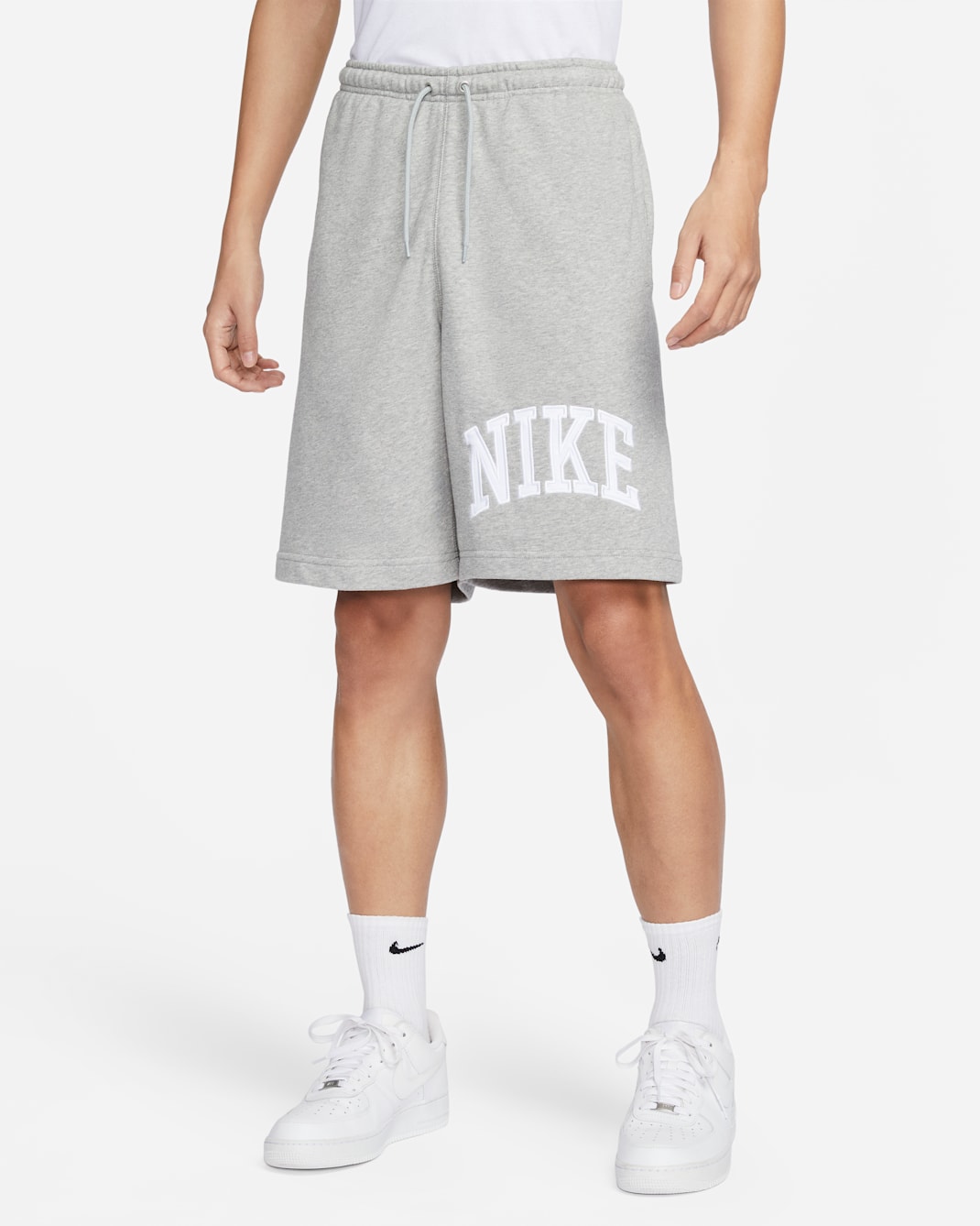 Nike Sportswear Club Men's French Terry Shorts - Dark Grey Heather/Light Smoke Grey/White
