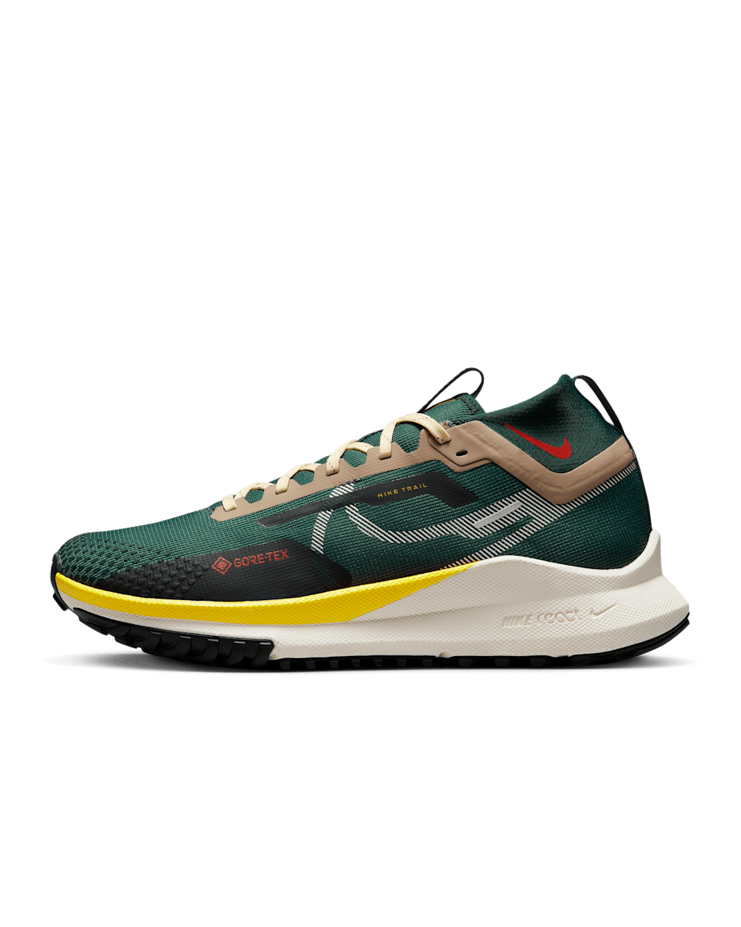 Nike Pegasus Trail 4 GORE-TEX Men's Waterproof Trail-Running Shoes - Noble Green/Pro Green/Sail/Picante Red