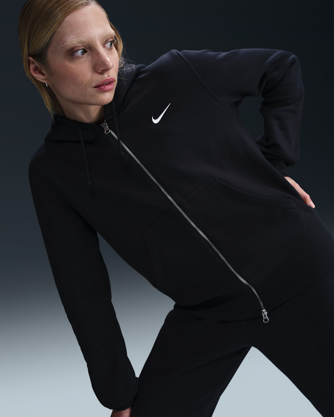 Nike Sportswear Phoenix Fleece Women's Full-Zip Hoodie - Black/Sail