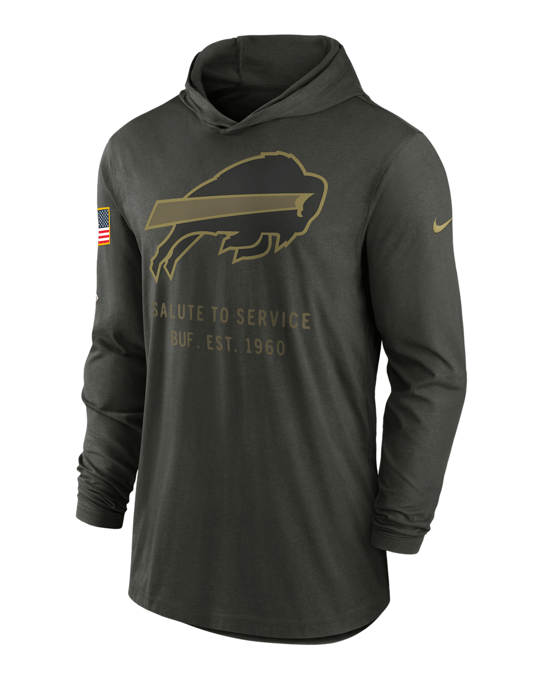 Buffalo Bills Salute to Service Sideline Men’s Nike Dri-FIT NFL Long-Sleeve Hooded Top - Sequoia