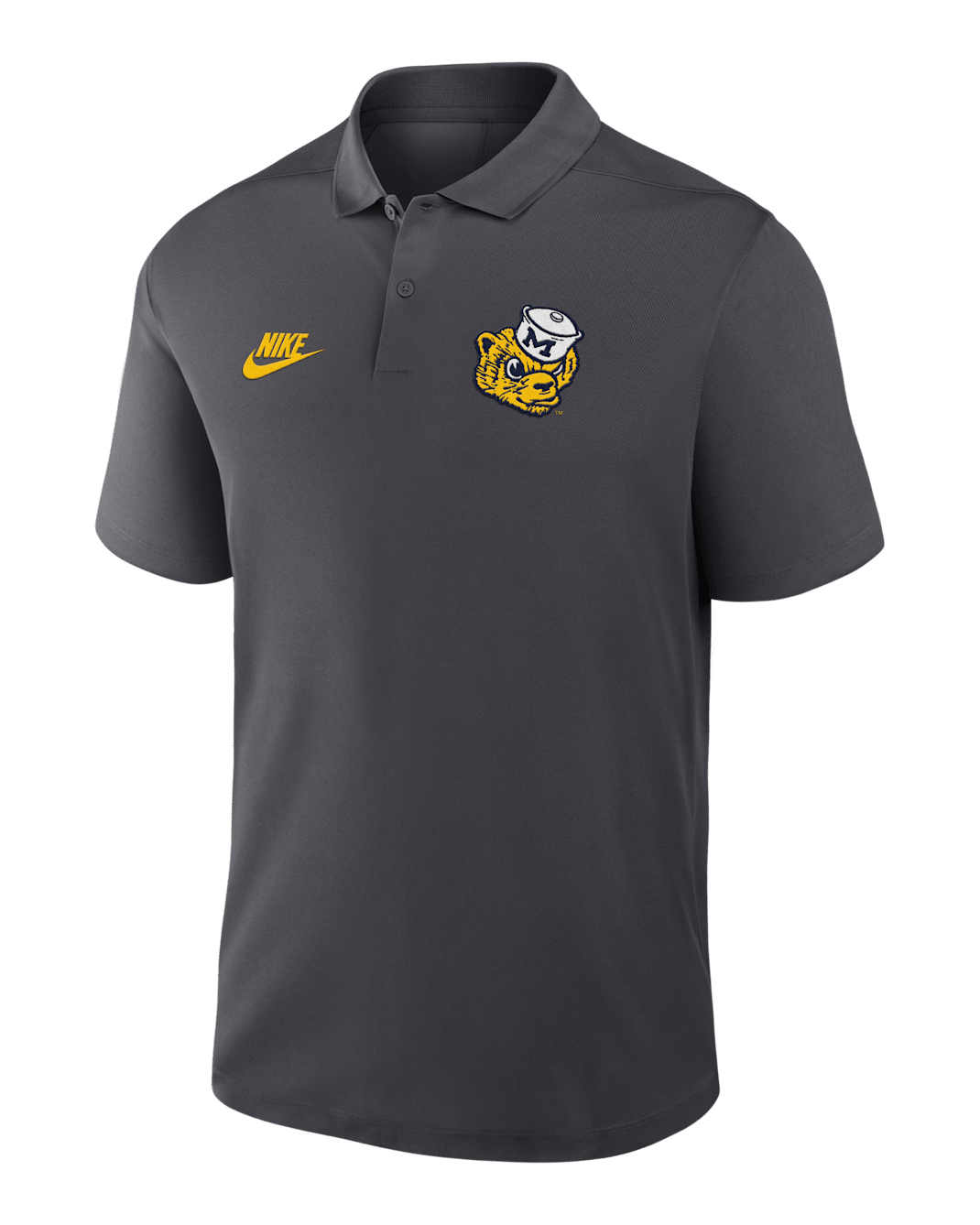 Michigan Primetime Victory Legacy Vault Logo Men's Nike Dri-FIT College Polo - Anthracite
