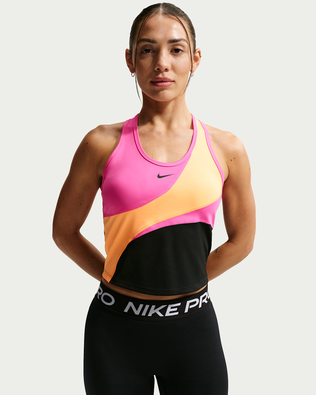 Nike Pro Women's Dri-FIT Tank Top - Black/Laser Fuchsia/Atomic Orange/Black