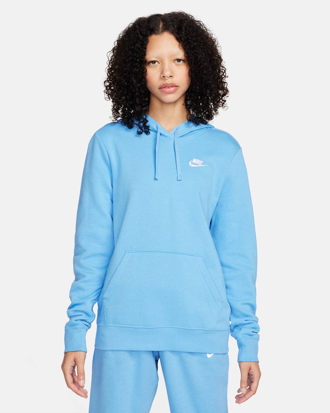 Sudadera con gorro sin cierre para mujer Nike Sportswear Club Fleece - Azul universitario/Blanco
