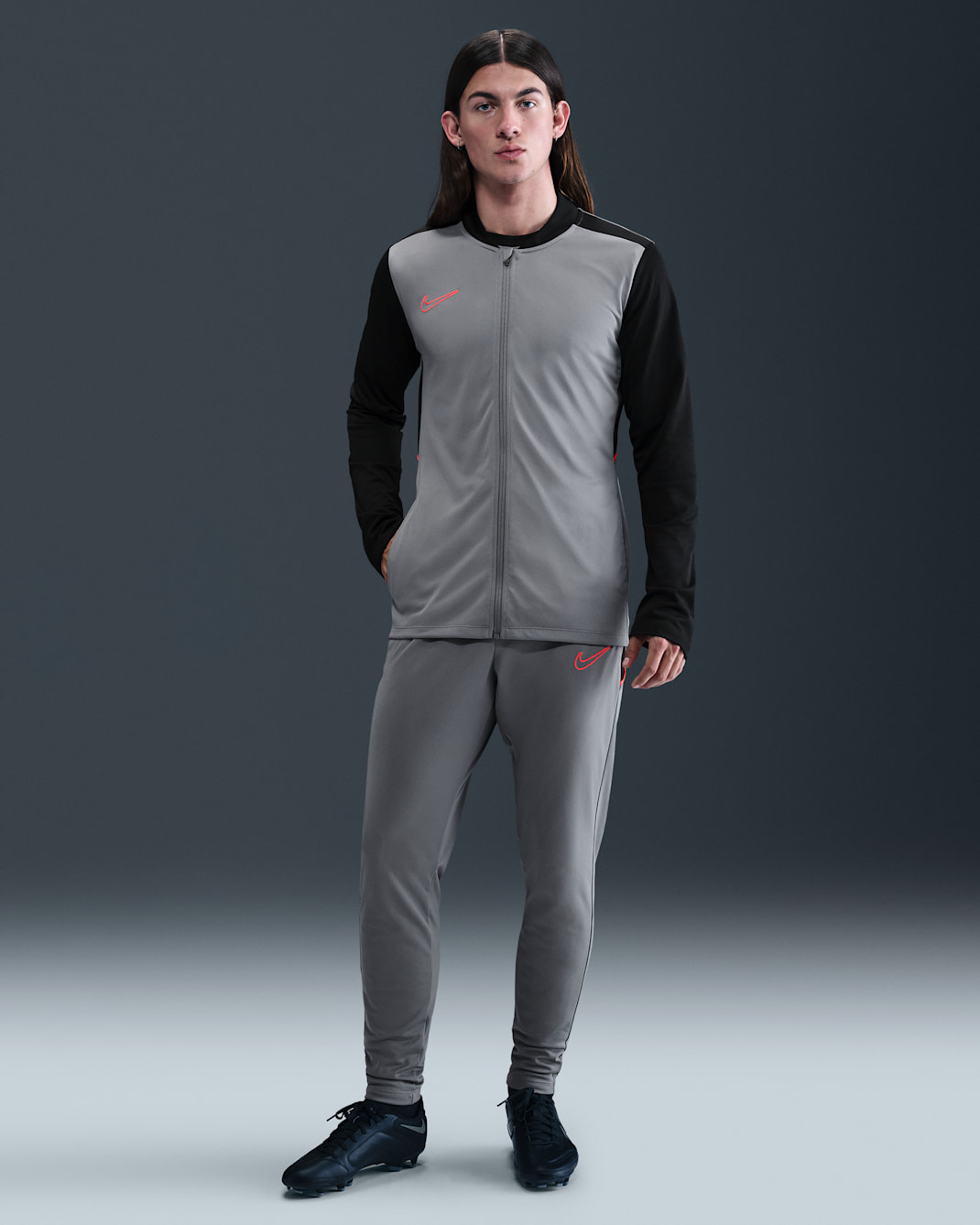 Nike Academy Men's Dri-FIT Football Tracksuit - Cool Grey/Black/Bright Crimson
