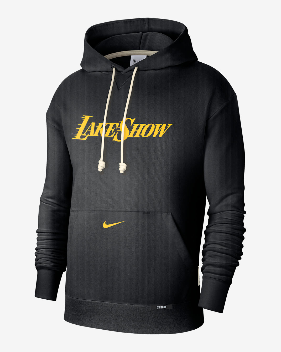 Los Angeles Lakers Standard Issue City Edition Men's Nike Dri-FIT NBA Courtside Hoodie - Black/Amarillo