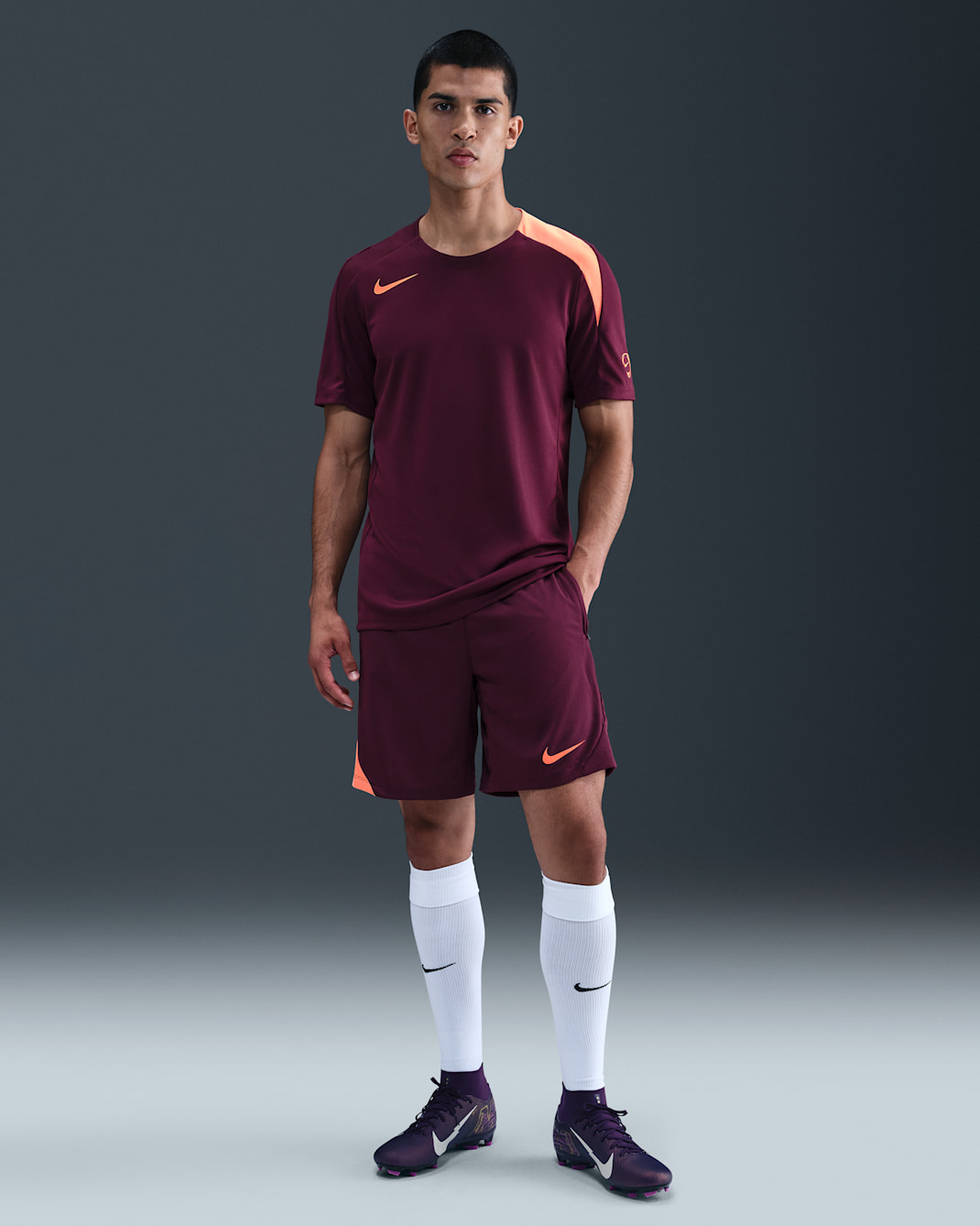 Nike Strike Men's Dri-FIT Football Shorts - Bordeaux/Bordeaux/Orange Pulse/Orange Pulse