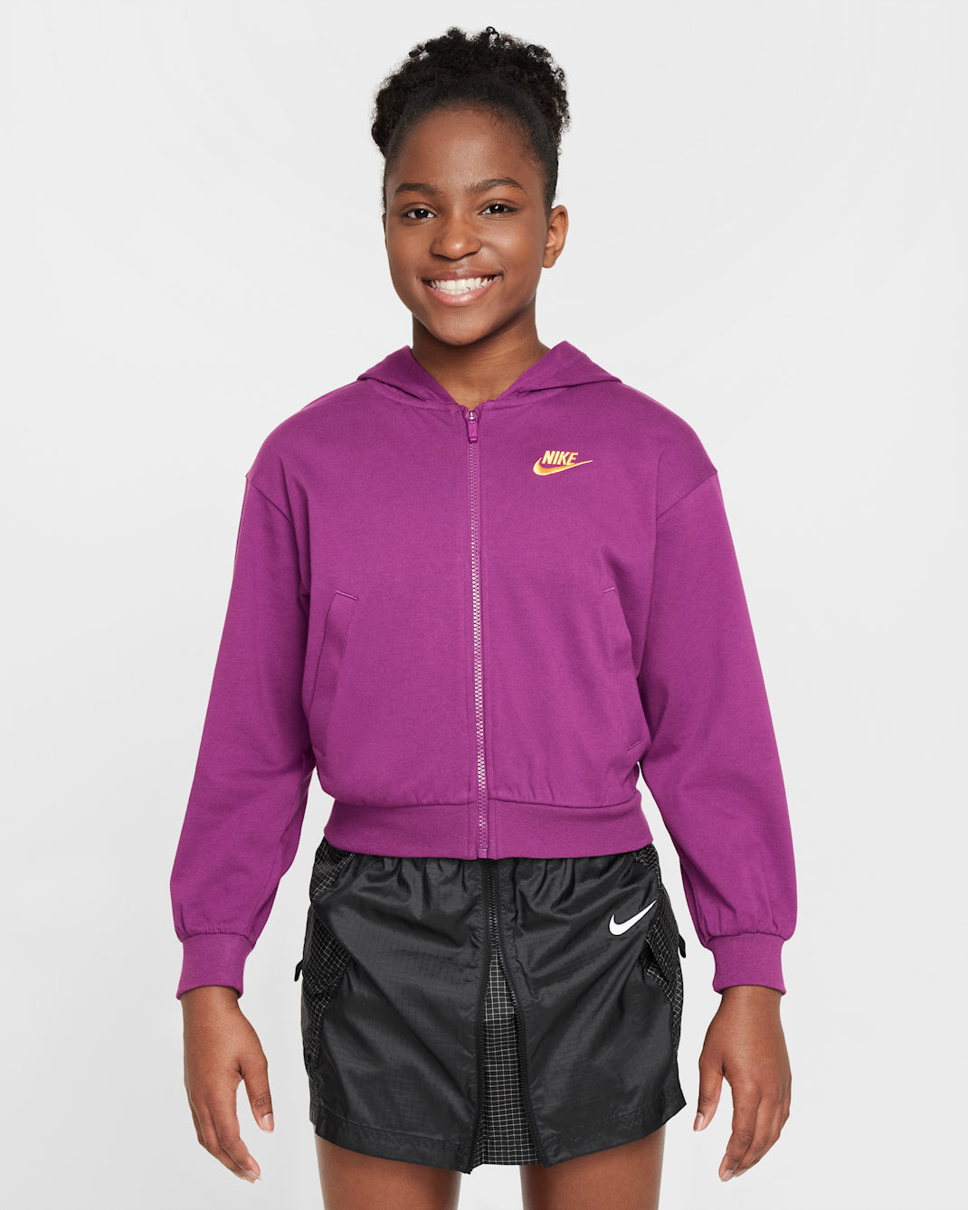 Nike Sportswear Older Kids' (Girls') Full-Zip Hoodie - Viotech/University Gold