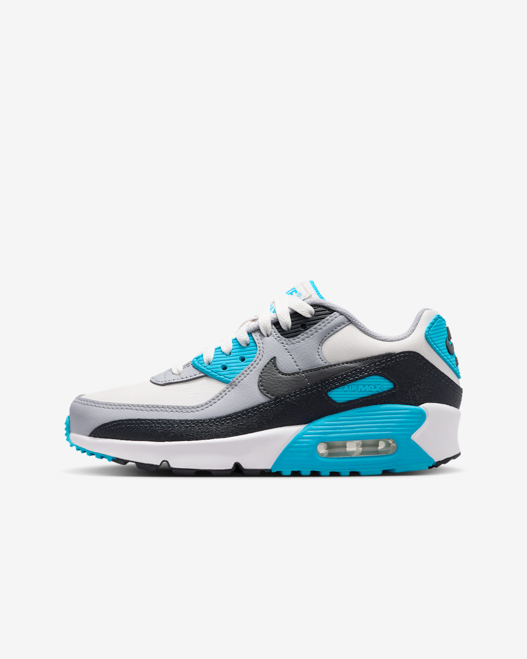 Nike Air Max 90 LTR sko til store barn - Platinum Tint/Blue Lightning/Wolf Grey/Iron Grey