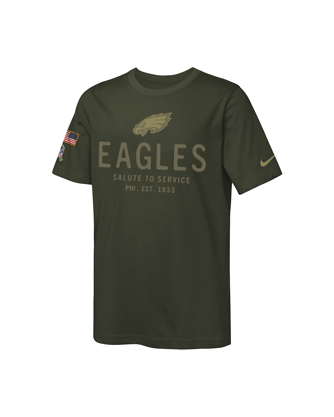 Playera Nike Dri-FIT de la NFL para niños talla grande Philadelphia Eagles Salute to Service Sideline - Oliva