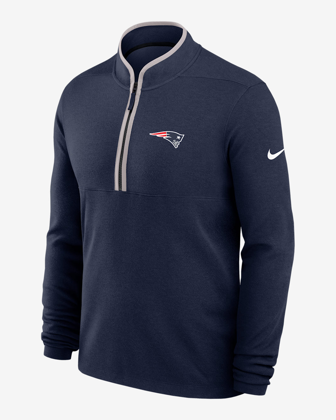 New England Patriots Logo Victory Men's Nike Dri-FIT NFL 1/2-Zip Long-Sleeve Top - Navy