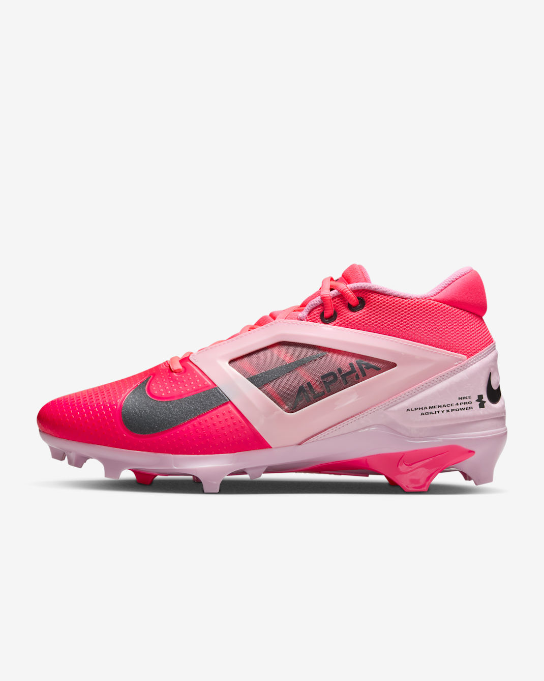 Nike Alpha Menace 4 Pro Football Cleats - Racer Pink/Pink Foam/Dark Smoke Grey/Dark Smoke Grey