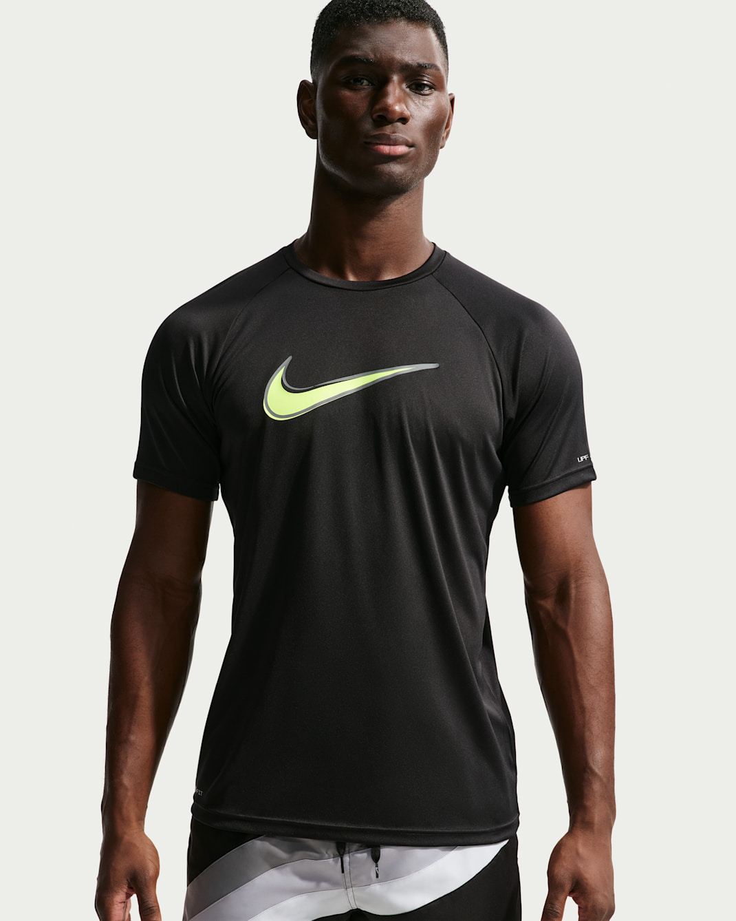 나이키 스윔 하이드로가드 남성 드라이 핏 UV 반팔 탑 - 블랙/쿨 그레이/볼트/쿨 그레이