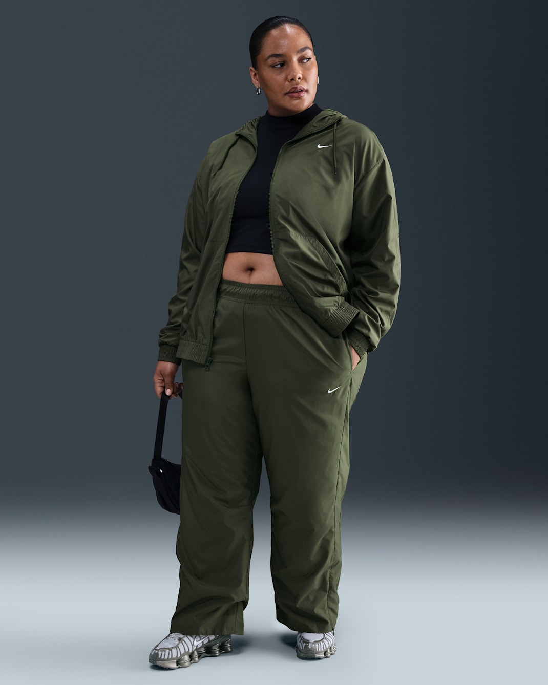 Nike Sportswear Classic Women's Mid-Rise Open-Hem Pants (Plus Size) - Medium Olive/Sail