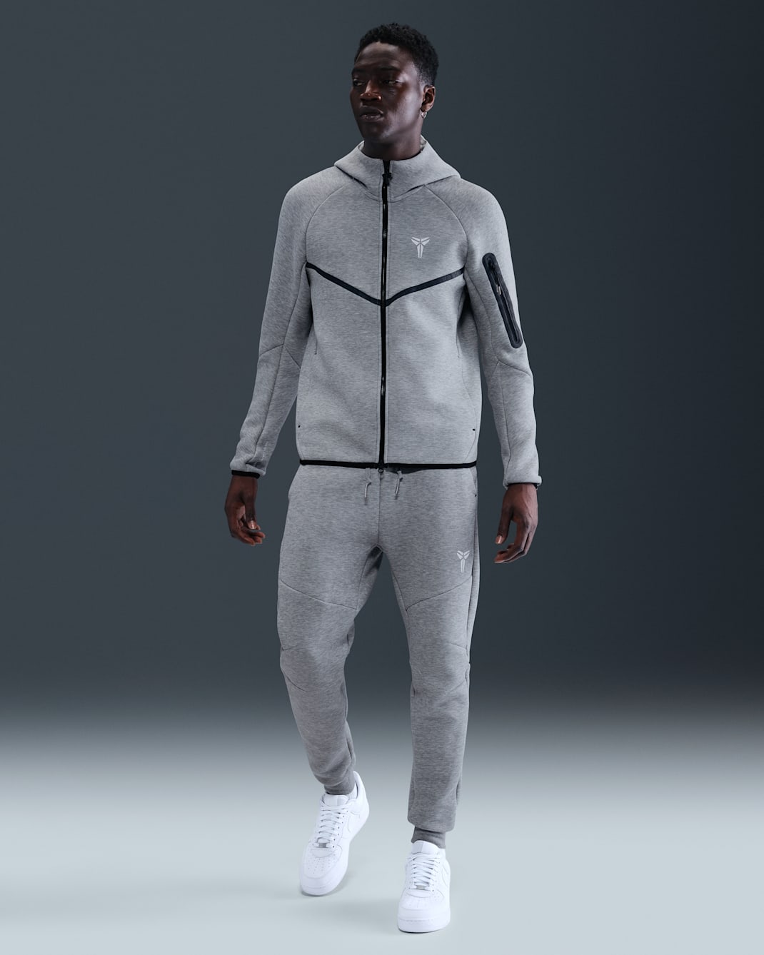 Joggers de Tech Fleece para hombre Kobe - Gris oscuro jaspeado/Blanco