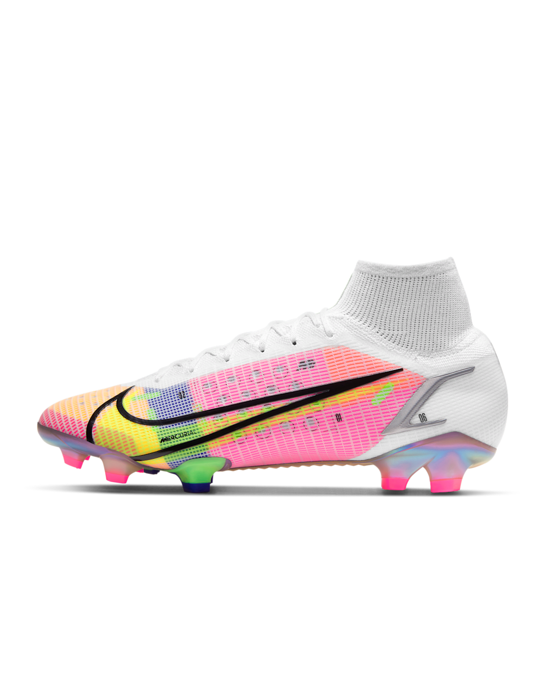 Nike Mercurial Superfly 8 Elite FG Fußballschuh für normalen Rasen - Weiß/Dark Raisin/Rage Green/Metallic Silver