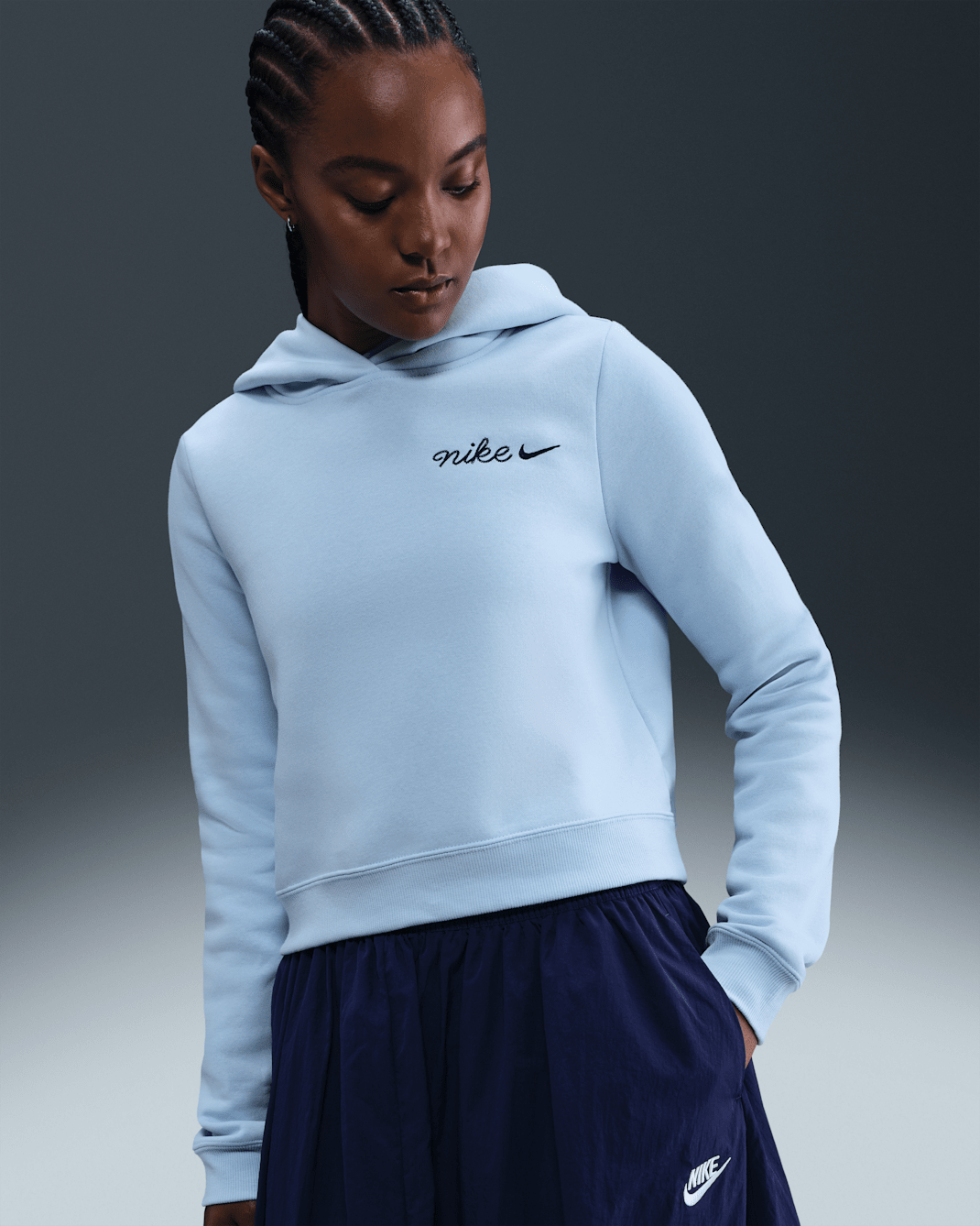 Nike Sportswear Phoenix Fleece Women's Shrunken Hoodie - Celestine Blue