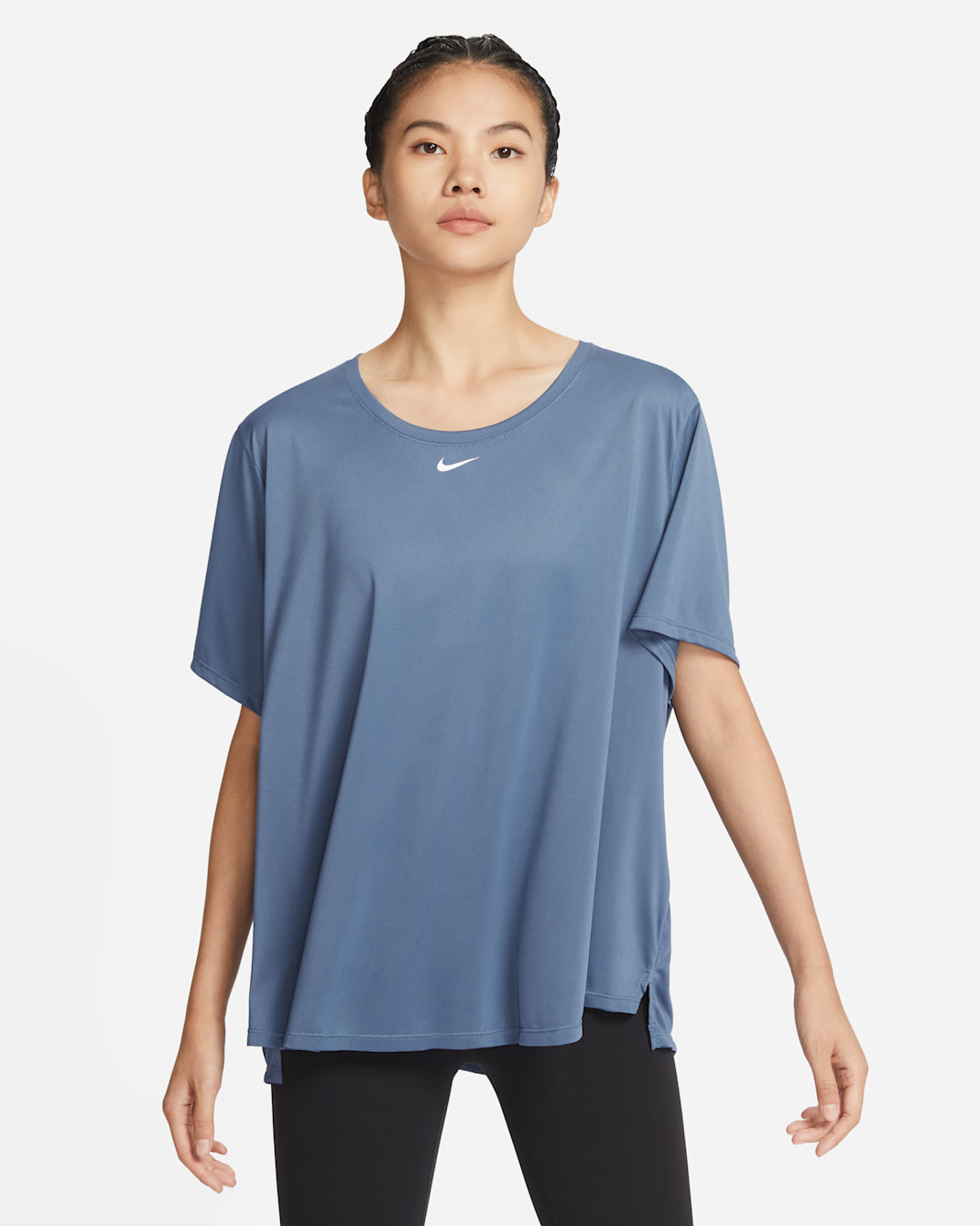 Nike Dri-FIT One Women's Standard-Fit Short-Sleeve Top (Plus Size) - Diffused Blue/White