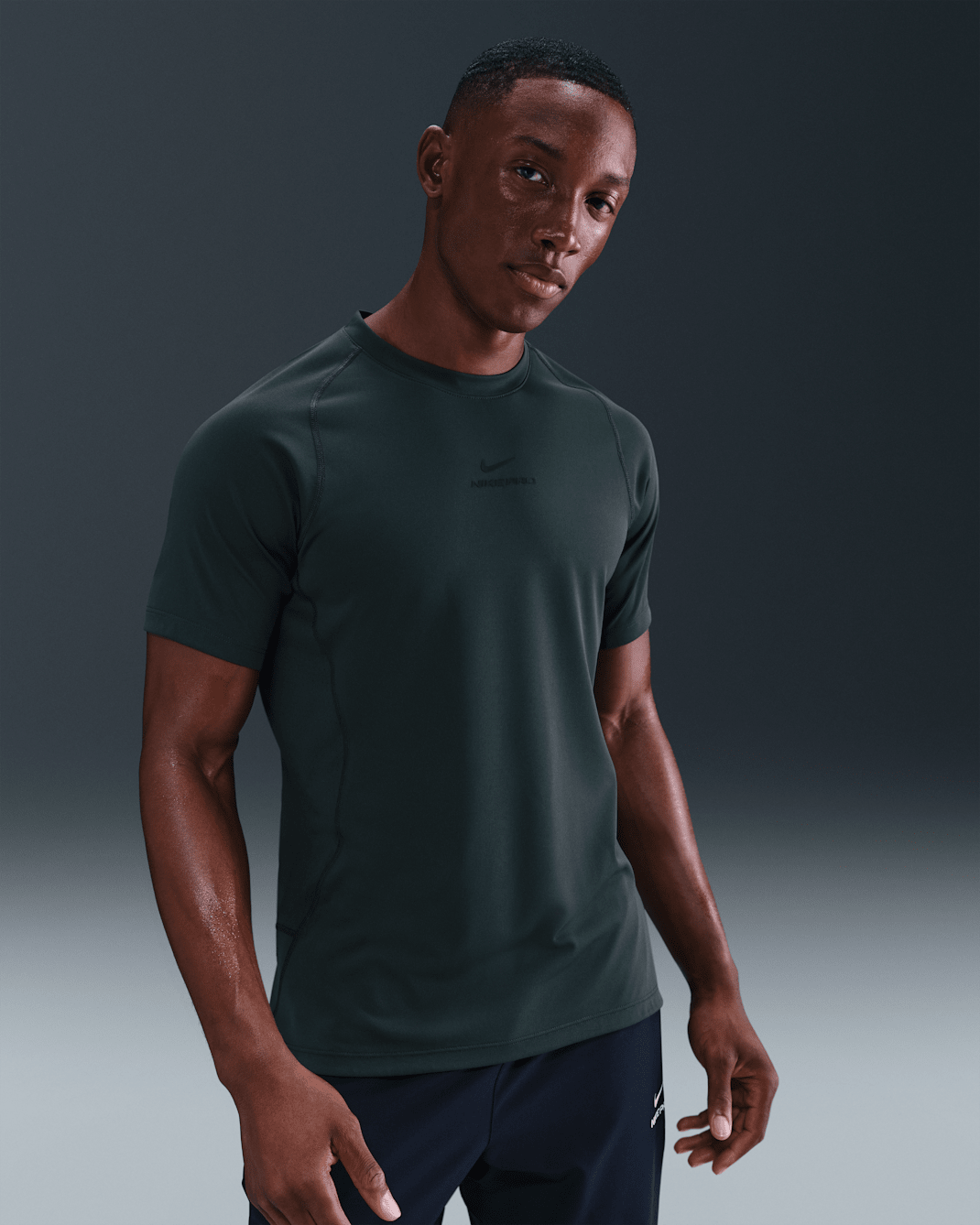Nike Pro Training Men's Dri-FIT Short-Sleeve Top - Seaweed/Black