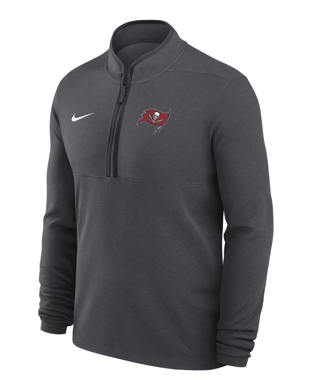 Playera de manga larga Nike Dri-FIT de la NFL de medio cierre para hombre Tampa Bay Buccaneers Logo Victory - Antracita