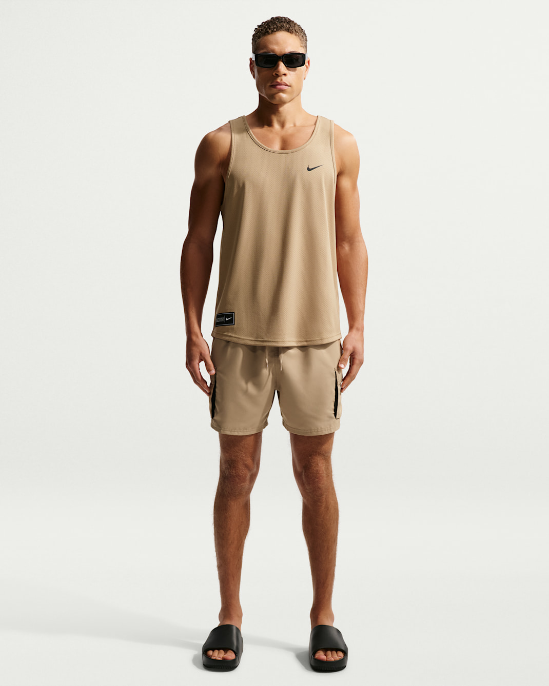Nike Swim Voyage Essential Men's 5" Brief-Lined Volley Short - Parachute Beige/Parachute Beige/Parachute Beige/White