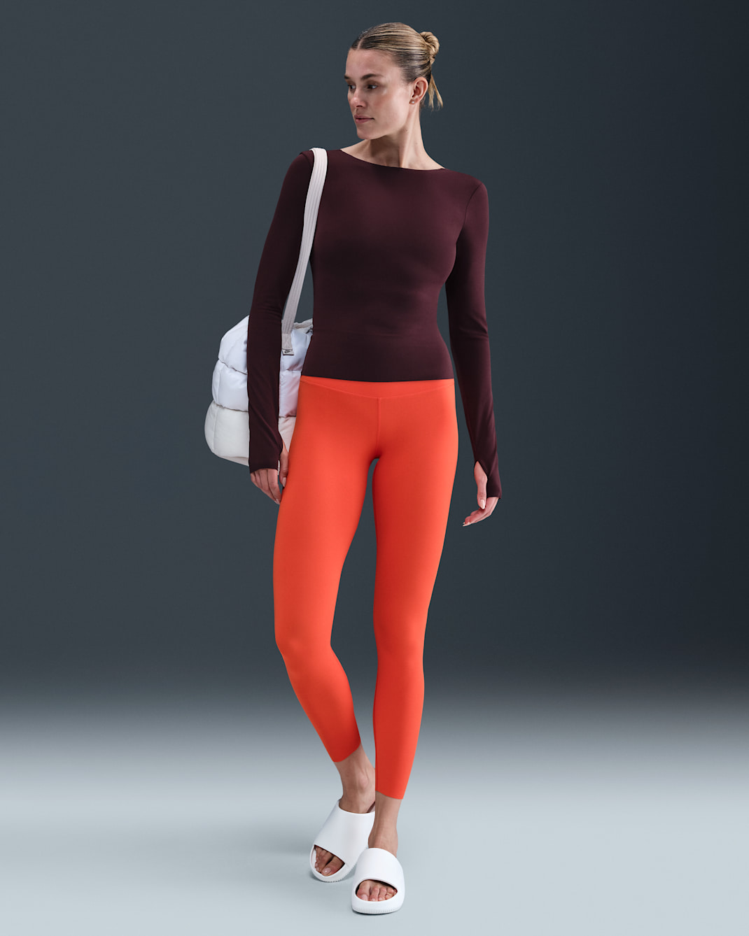 Leggings de tiro alto de 7/8 para mujer Nike Zenvy - Rojo picante/Negro