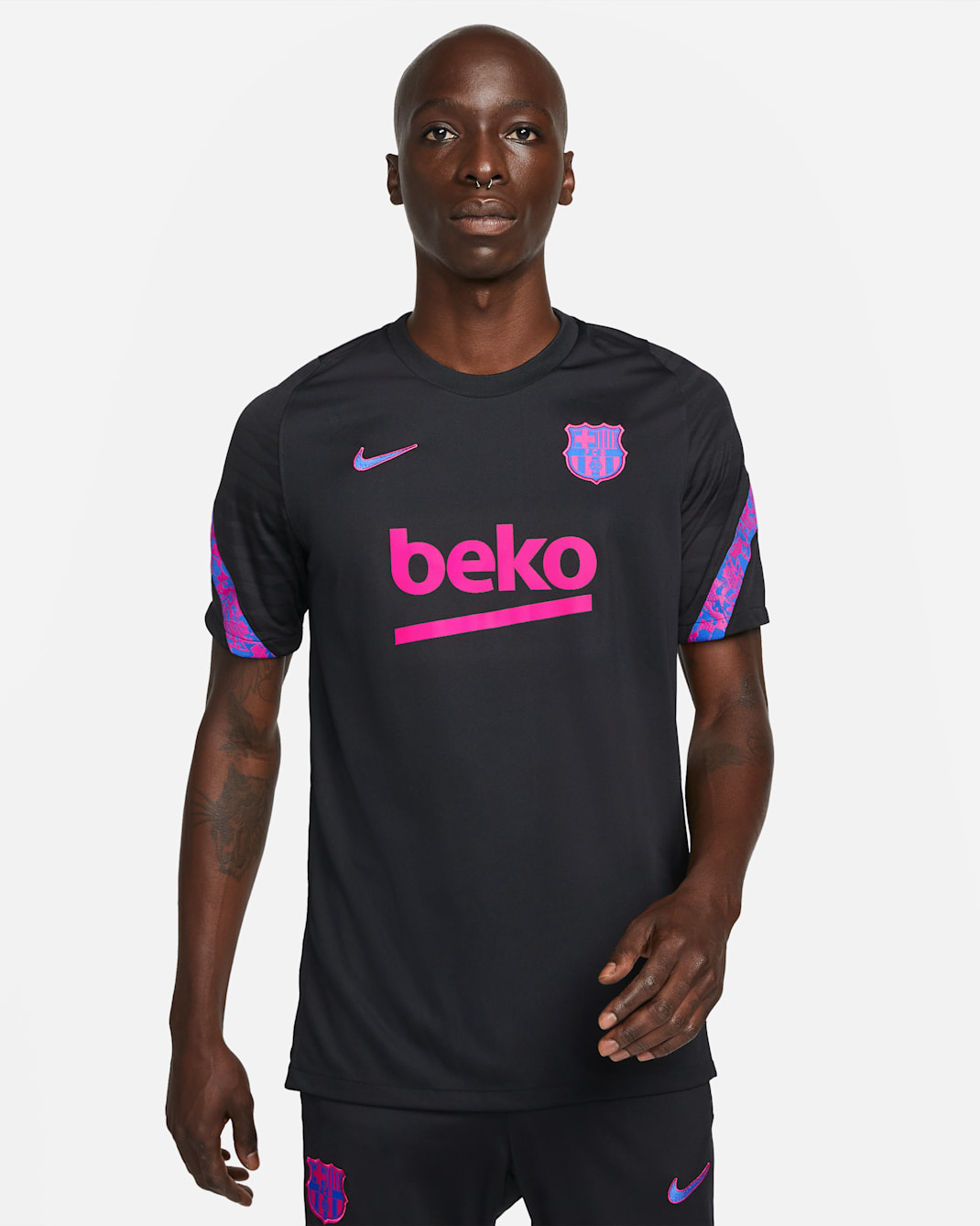 เสื้อฟุตบอลแขนสั้นผู้ชาย Nike Dri-FIT FC Barcelona Strike - ดำ/Hyper Royal/Hyper Royal