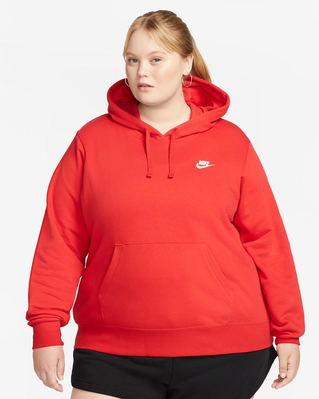Nike Sportswear Club Fleece Women's Pullover Hoodie (Plus Size) - University Red/White