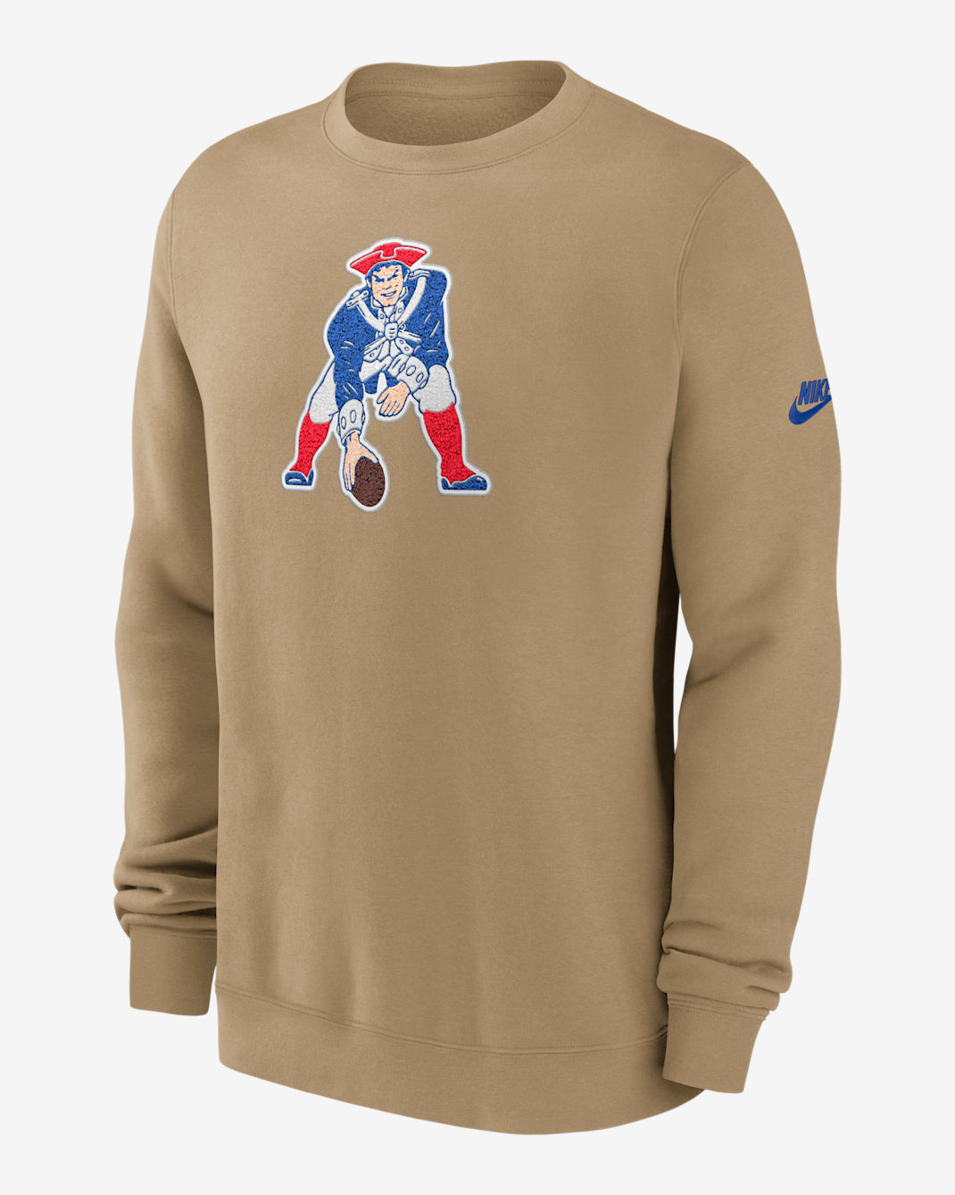 New England Patriots Swing Pass Rewind Club Men's Nike NFL Pullover Crew - Tan/Beige