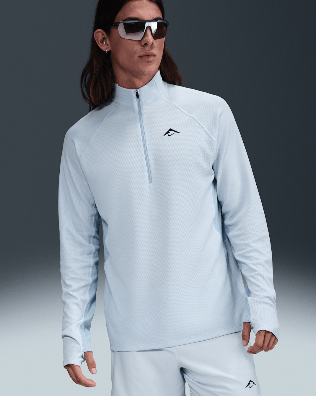 Nike Trail Men's Dri-FIT 1/2-Zip Mid Layer Top - Football Grey/Light Armory Blue/Black