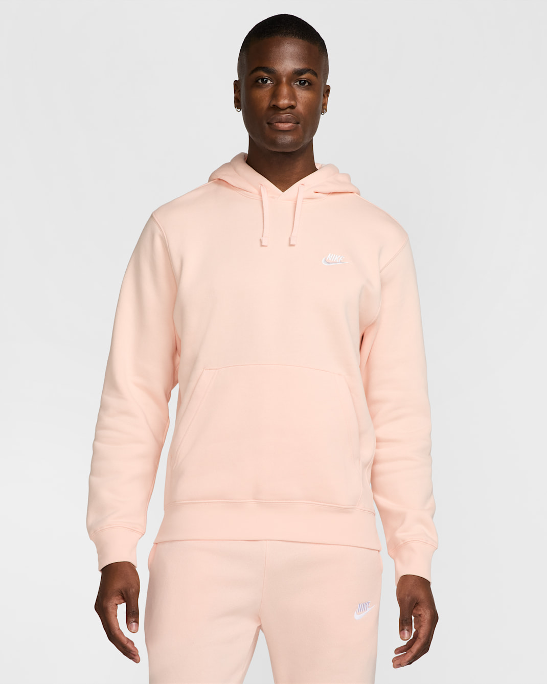 Nike Sportswear Club Fleece Pullover Hoodie - Washed Coral/Washed Coral/White