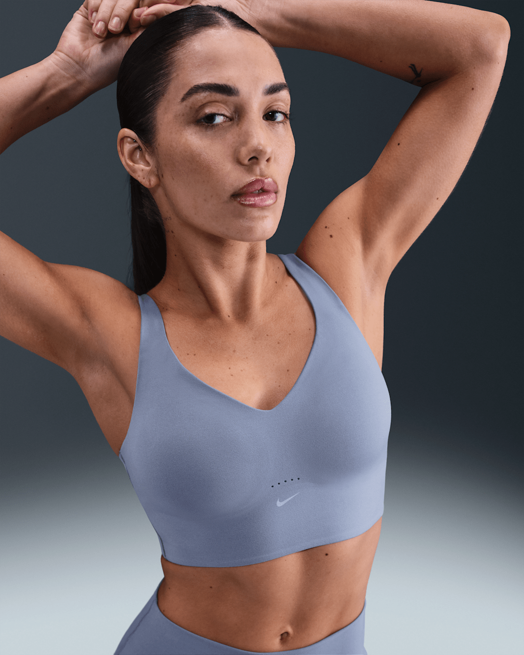 Nike Alate Medium Support Women's Longline Padded Sports Bra - World Indigo/White