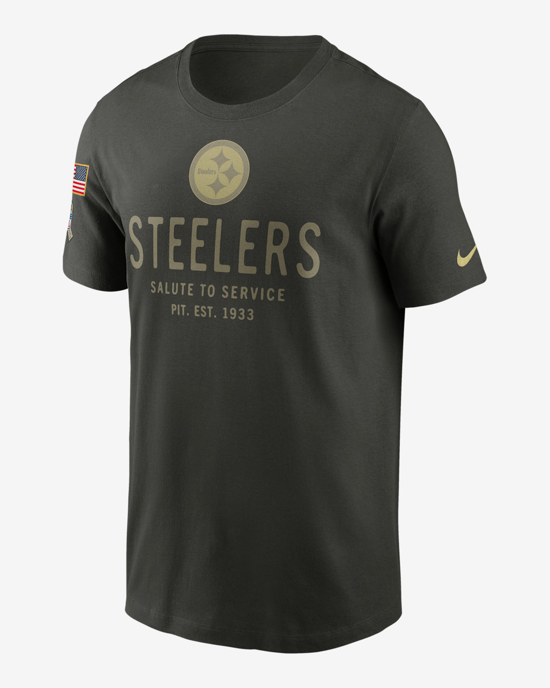 Pittsburgh Steelers Salute to Service Sideline Primary Edge Men's Nike Dri-FIT NFL T-Shirt - Forest Green