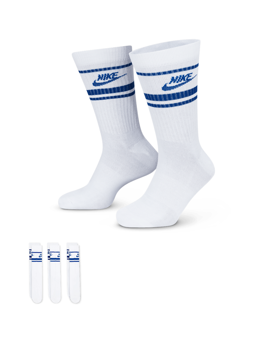 ถุงเท้าข้อยาว Nike Sportswear Dri-FIT Everyday Essential (3 คู่) - ขาว/Game Royal/Game Royal