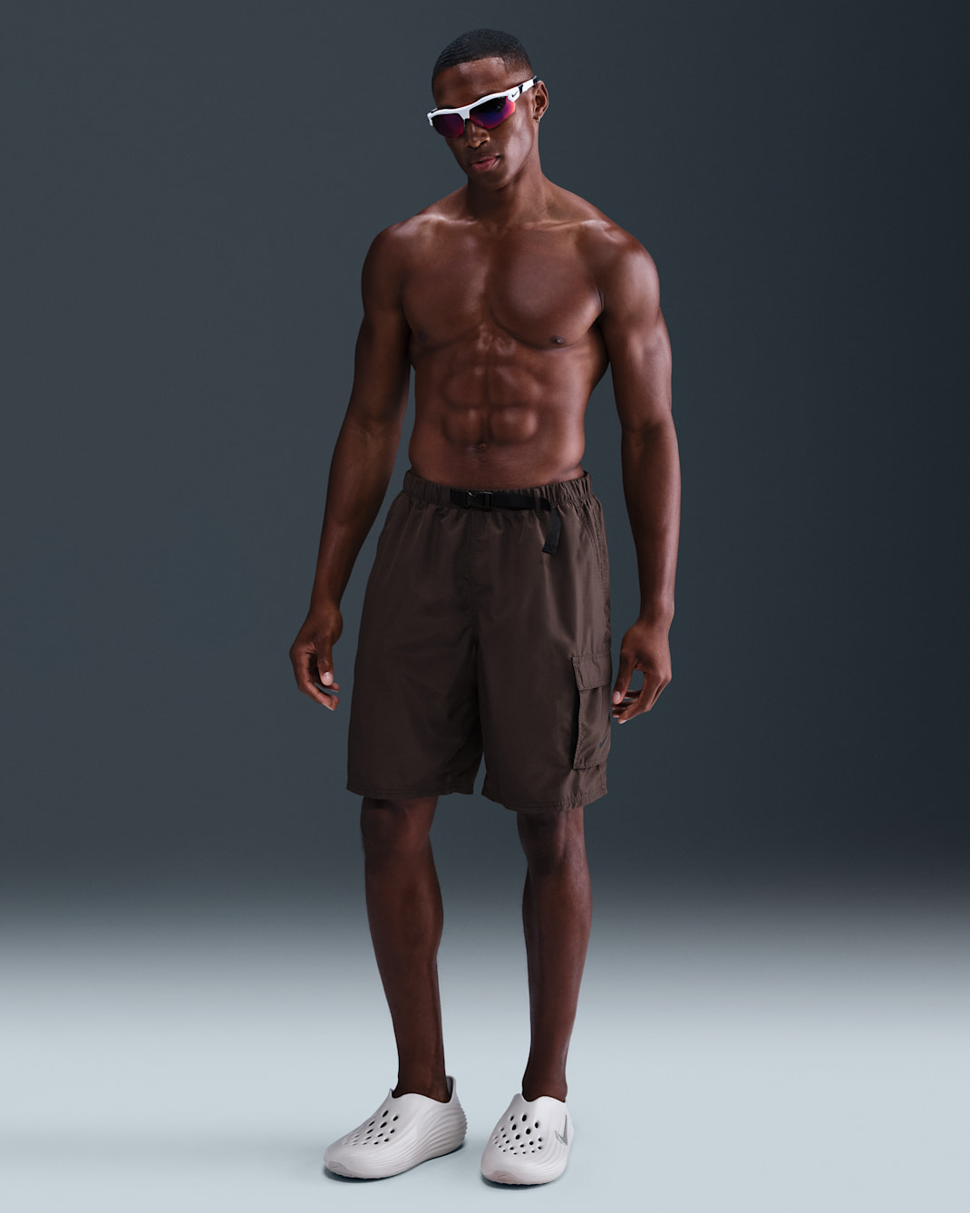 나이키 스윔 보야지 남성 9인치 풀리 라인드 카고 쇼츠 - 바로크 브라운/블랙