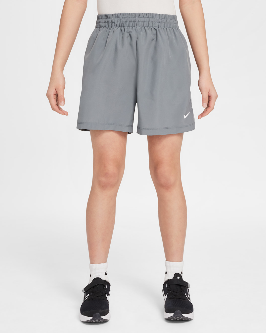 Nike Multi Big Kids' Dri-FIT 4" Woven Shorts - Smoke Grey/White