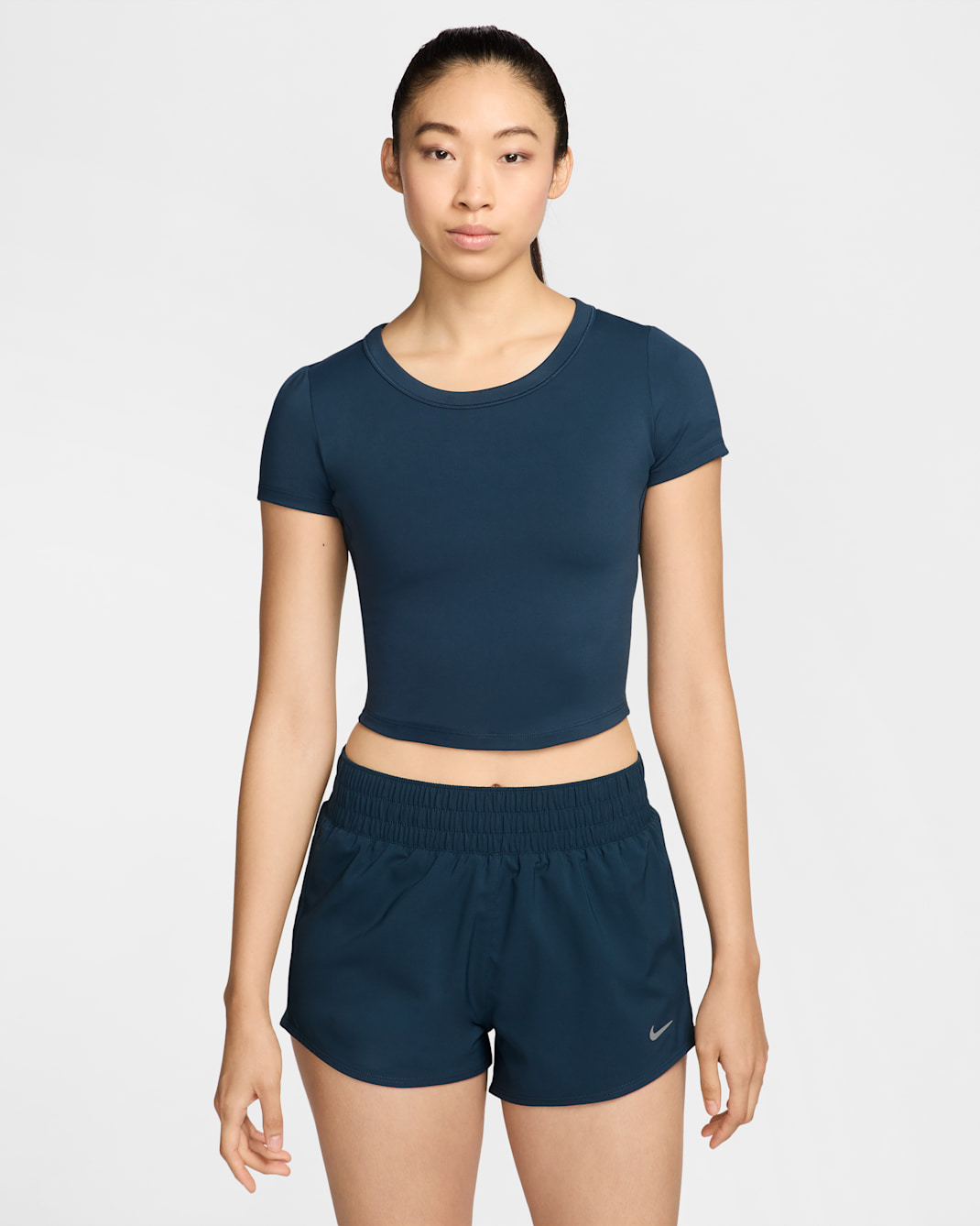 Nike One Fitted Women's Dri-FIT Short-Sleeve Cropped Top - Armoury Navy/Black