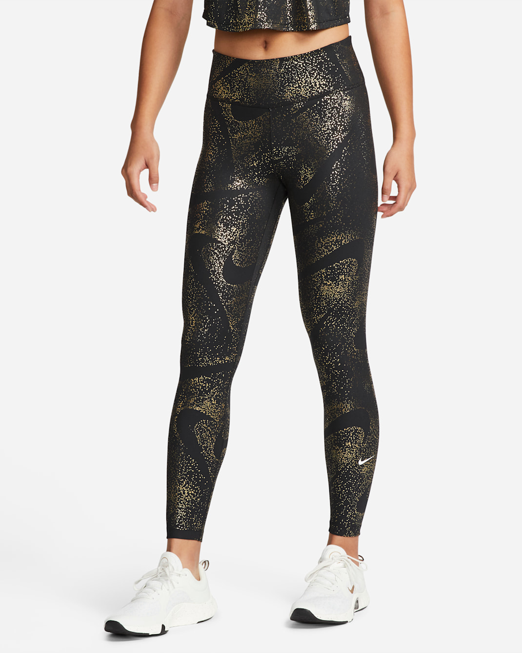 Nike One Women's Mid-Rise Printed Leggings - Black/White