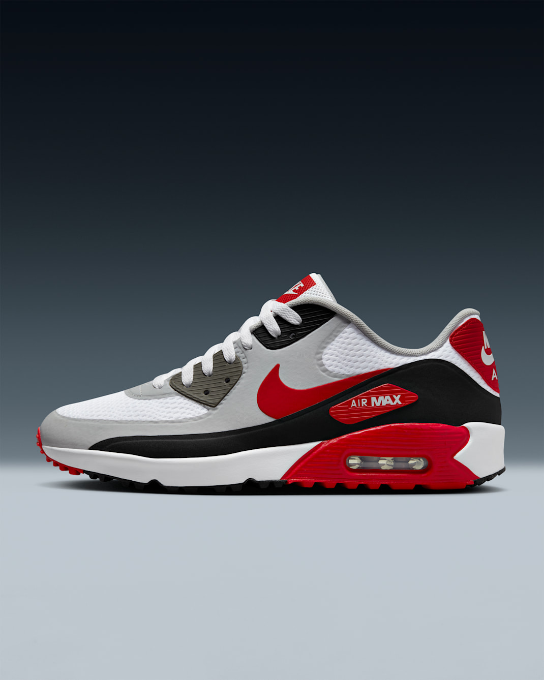 Nike Air Max 90 G Golf Shoes - White/Black/Photon Dust/University Red