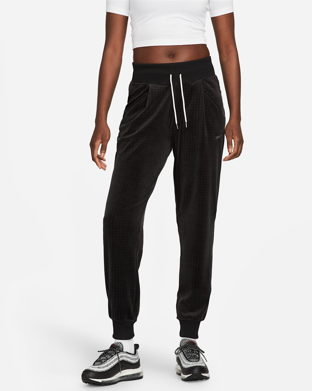 Nike Sportswear Women's High-Waisted Velour Joggers - Black/Anthracite