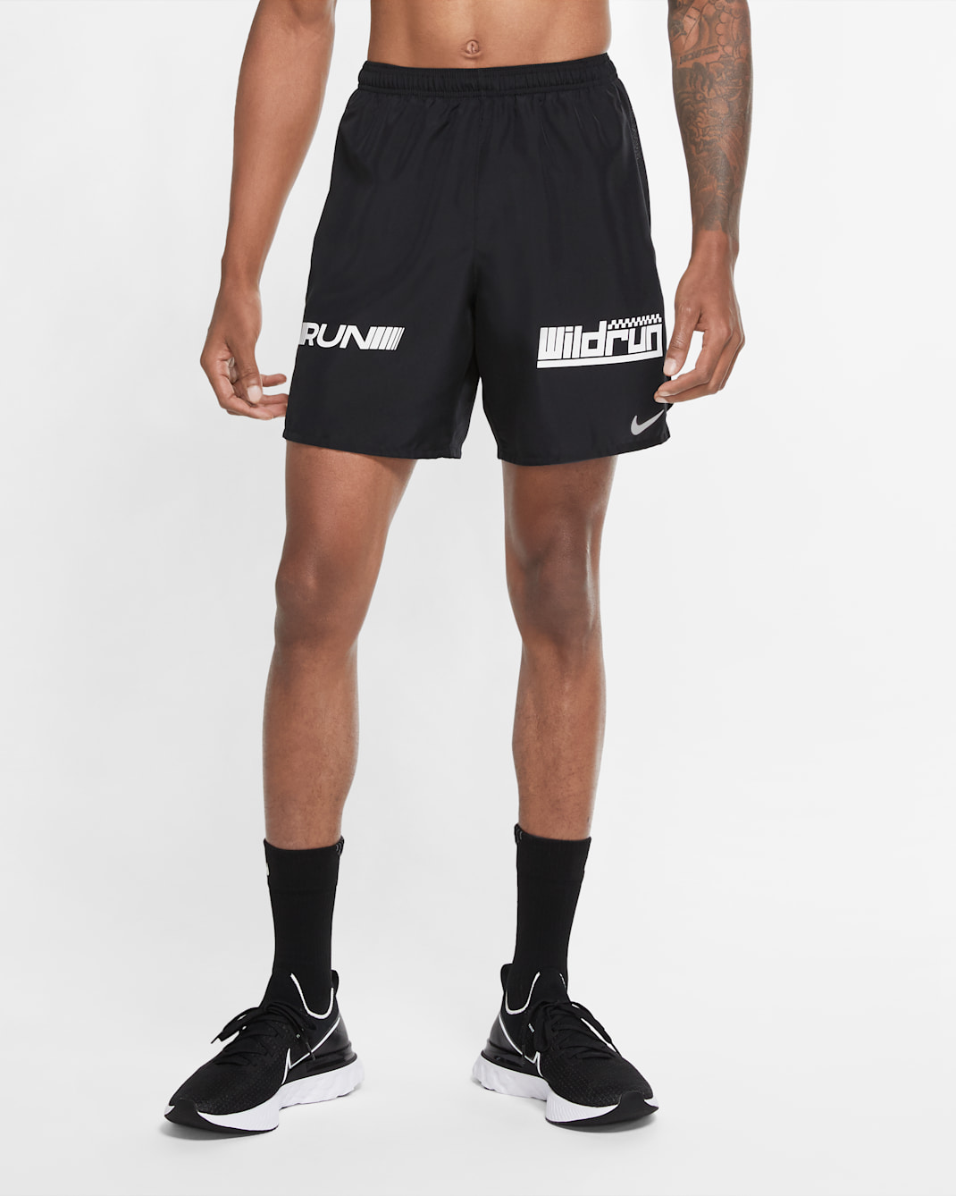 Nike Challenger Wild Run Men's Graphic Running Shorts - Black/Black/White