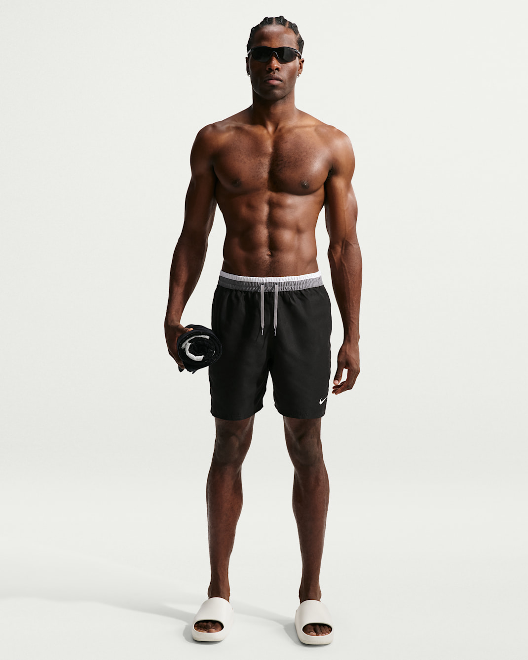 Short Volley de 18 cm con forro de ropa interior para hombre Nike Swim Breaker - Negro/Blanco/Gris azulado/Blanco